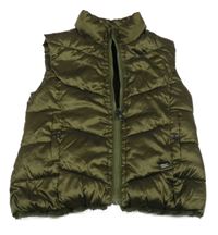 Tmavokhaki lesklá prošívaná šusťáková zateplená oboustranná vesta mayoral