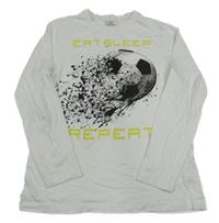 Bílé triko s míčem a skvrnkami a nápisy PRIMARK