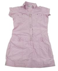 Lila plátěné šaty s límečkem Miss E-vie