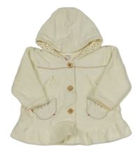 Smetanový feecový podšitý kabátek s kočičkami a kapucí Next