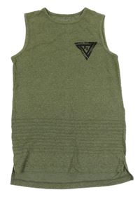 Khaki melírované tílko se znakem s číslem a nápisy PRIMARK