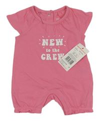 Nové - růžový kraťasový overal s nápisy F&F