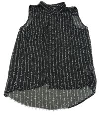 Černá šifonová průsvitná letní halenka se šípy Page one young