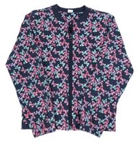 Tmavomodrá propínací mikina s motýlky ZEEMAN