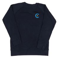 Tmavomodrá melírovaná mikina s potiskem 