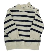 Bílo-černý pruhovaný vlněný svetr PETIT BATEAU
