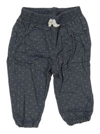 Tmavomodré puntíkaté plátěné kalhoty riflového vzhledu s mašličkou H&M