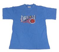 Modré tričko s nápisy a míčem Let's Go