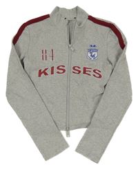 Šedá melírovaná propínací fotbalová crop mikina Real Madrid a číslem a pruhem Tally Weijl