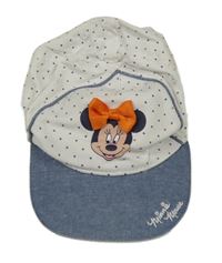 Bílo-modrá plátěná kšiltovka s Minnie a puntíky C&A