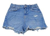 Modré high rise riflové kraťasy s prošoupáním PRIMARK