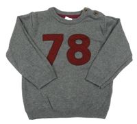 Tmavošedý melírovaný svetr s číslem H&M