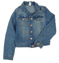 Modrá tepláková riflová crop bunda s límečkem H&M