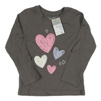 Nové - tmavošedé triko se srdíčky PRIMARK
