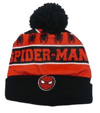 Červeno-černá čepice Spiderman s bambulí Marvel 