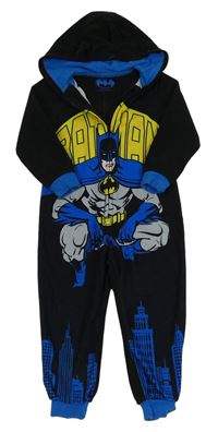 Černo-žluto-modrá fleecová kombinéza s Batmanem a kapucí George