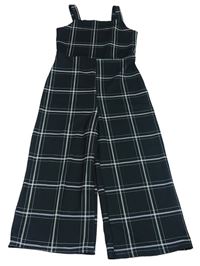 Černo-bílý kostkovaný culottes overal M&Co.