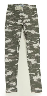 Khaki-světlešedé melírované army legíny Primark