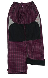 Tmavorůžovo-černé kostkované zateplené chino kalhoty
