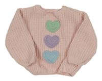 Růžový svetr se srdíčky zn. Primark