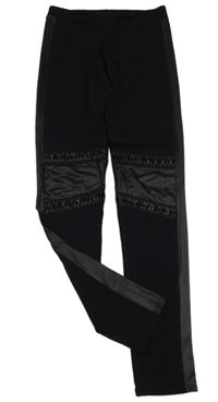 Černé legíny se šněrováním a koženkou Calzedonia