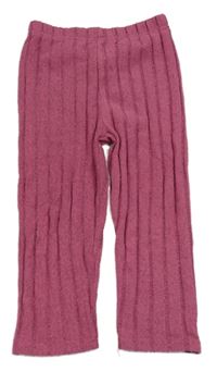 Fuchsiové melírované žebrované úpletové legíny