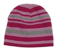 Růžovo-fuchsiovo-šedá pruhovaná čepice Matalan