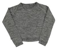 Tmavošedé melírované sportovní crop triko