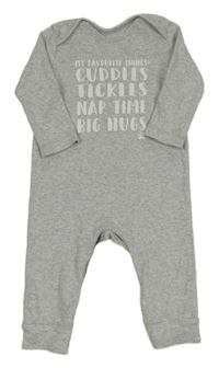 Šedý melírovaný overal s nápisem