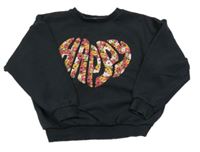 Černá mikina s květovaným nápisem George