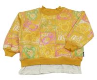 Hořčicová zateplená mikina s Mickeym