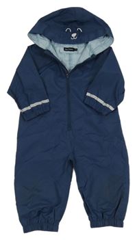 Tmavomodrá šusťáková nepromokavá kombinéza s kapucí Inextenso