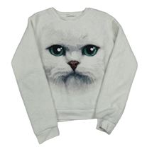 Bílá chlupatá mikina s kočkou H&M
