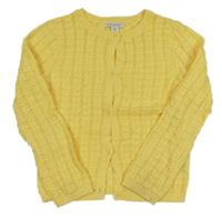 Žlutý peforovaný propínací svetr Primark