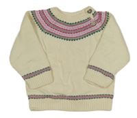 Krémový podšitý svetr se vzorem GAP