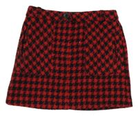 Červeno-černá kostkovaná vlněná sukně Dunnes