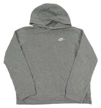 Šedá melírovaná mikina s logem a kapucí Nike