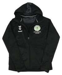 Černá sportovní propínací mikina s potiskem a kapucí Hummel