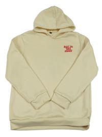 Béžová mikina s nápisem a kapucí