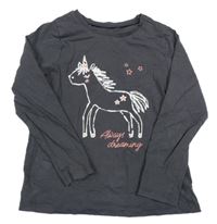 Tmavošedé triko s jednorožcem George