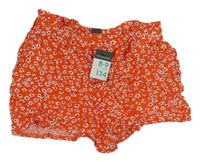 Nové - Červené květované lehké kraťasy Primark