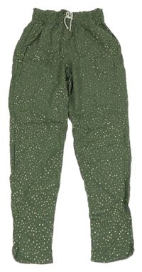 Khaki puntíkaté lehké kalhoty H&M