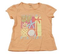 Oranžové tričko s palmami a ovocem Orchestra
