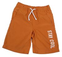 Cihlové šusťákové kraťasy s nápisem C&A