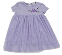 Lila bavlněno/tylové šaty s květinami So Cute