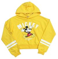Žlutá crop mikina s Mickeym a kapucí H&M