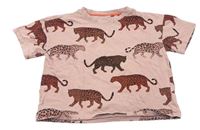 Starorůžové crop pyžamové tričko s leopardy Next