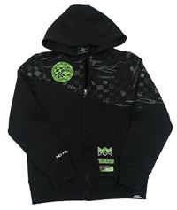 Černá vzorovaná propínací mikina s kapucí No Fear