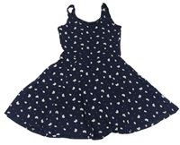 Tmavomodré květované šaty H&M