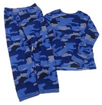 Tmavomodré army fleecové pyžamo M&S